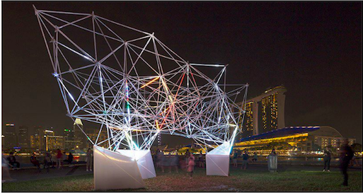 3D printed art installation installed at the iLight Marina Bay Festival in Singapore