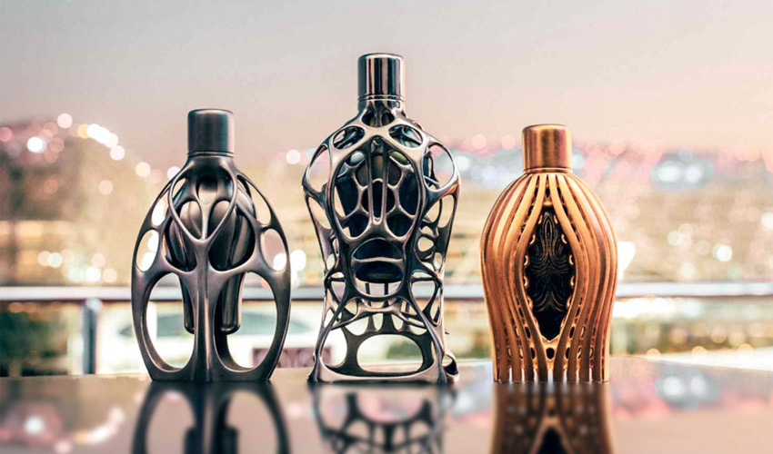 Metal 3D printed perfume bottles by Formula 1