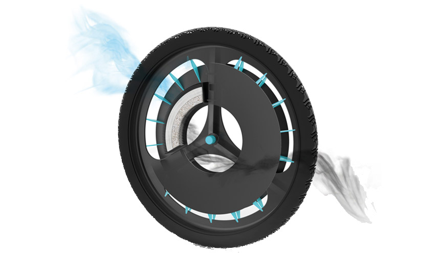 Air purifying bicycle wheel made with 3D printing