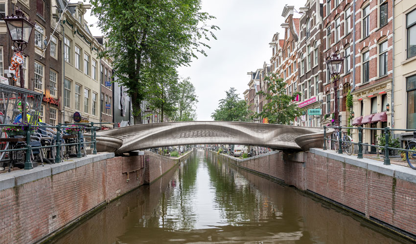 MX3D’s 3D Printed Metal Bridge Has Officially Been Installed in the Center of Amsterdam