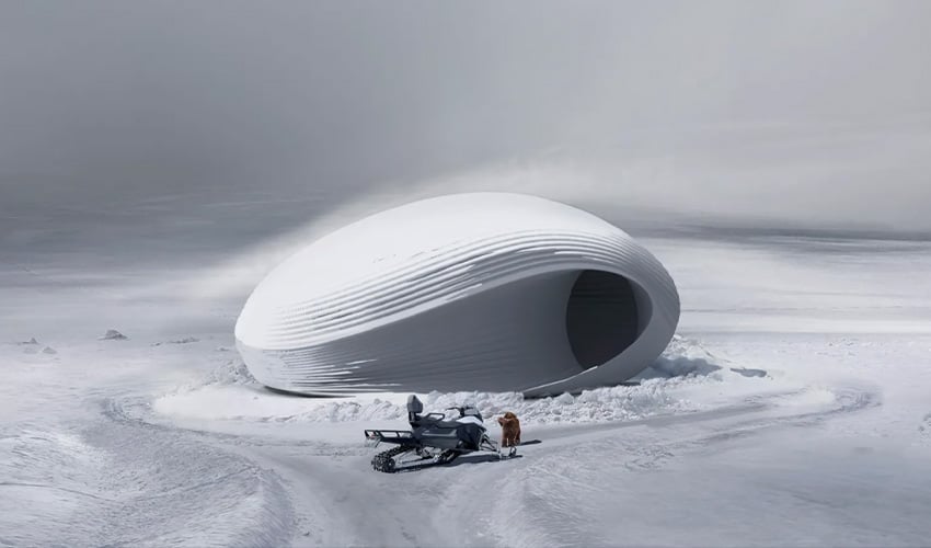 A 3D Printed Pavilion Made from Recycled Plastic Is Suitable for All Weather Conditions