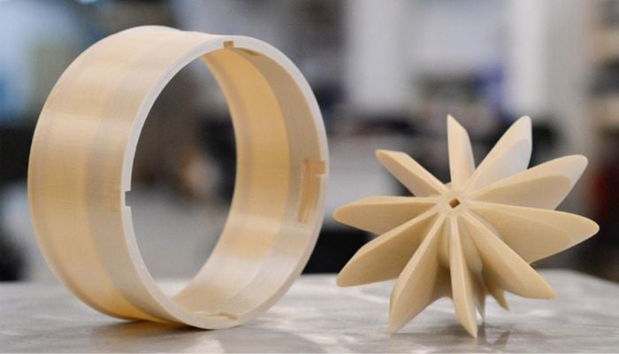 3D-printed parts in PEEK. (Photo Credit: Elecrow)