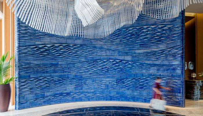 One of the two walls featuring the tiles.