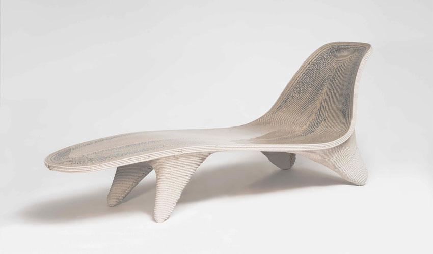 A lounge chair using 3D concrete printing