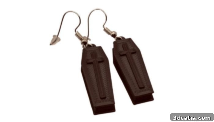 3D Printed Coffin Earrings for Halloween