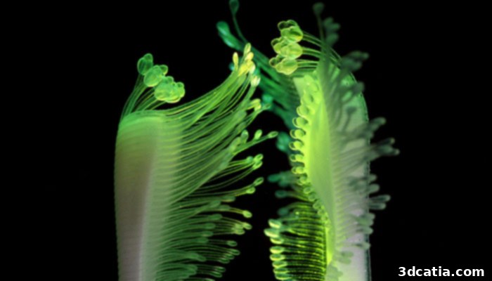 A 4D printed Hydrophyte model resembling a delicate feather, showcasing biomimicry in advanced manufacturing.
