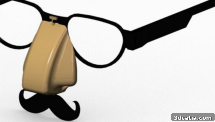 3D printed Halloween costume accessory: fake glasses and moustache