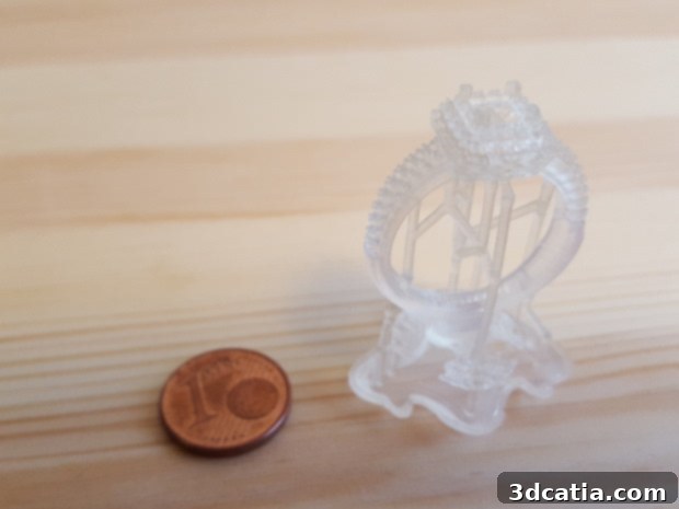 Formlabs Form 2 Rings model before support removal
