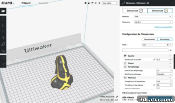 Cura, the dedicated slicing software for Ultimaker 3D printers.