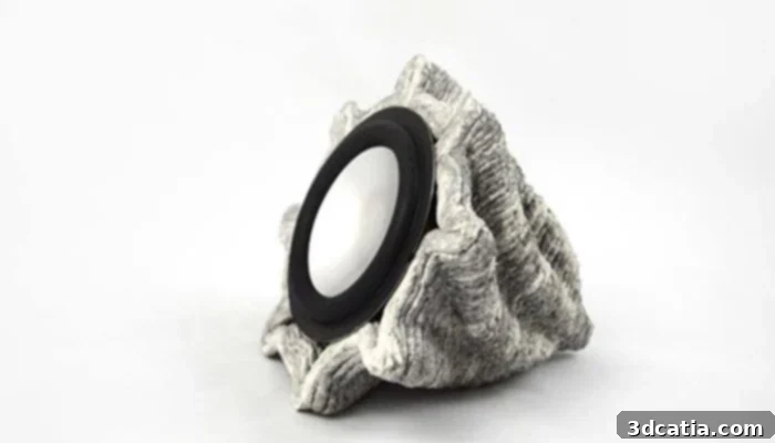 Paper Pulp Printer: A speaker printed with paper pulp showcasing its unique texture.
