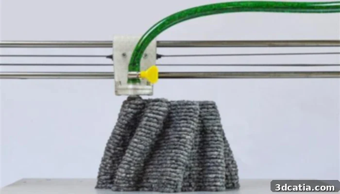 Pulp Printer: Turning Waste Paper into Plastic's Green Replacement 4 Paper Pulp Printer: Close-up of the extrusion process in action.