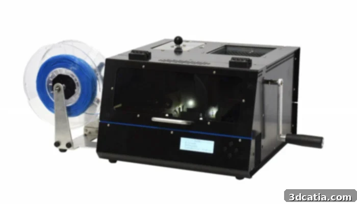 The ProtoCycler machine, a compact plastic recycling and filament extrusion system