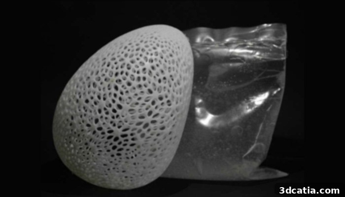 3D printed breast prosthesis with an integrated gel chamber.