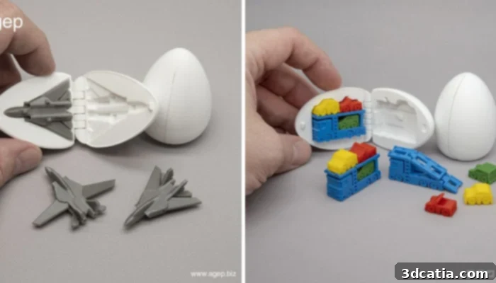 3D printed surprise eggs with small toys inside