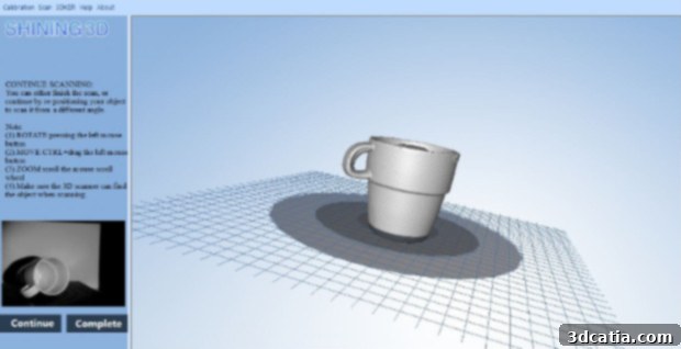 EinScan-S software interface showing scan options