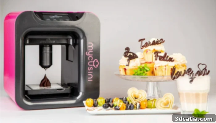 mycusini 3D printer creating chocolate treats for Christmas