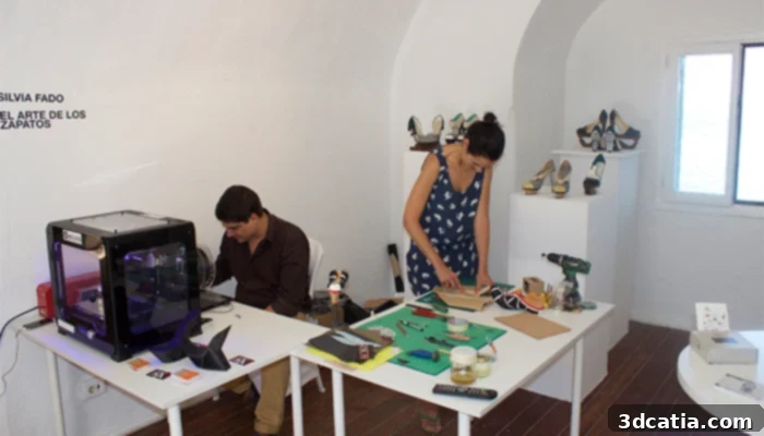 Silvia Fado's workshop, a hub for 3D printing innovation in footwear.