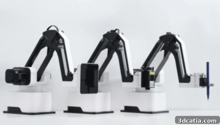 Hexbot modular desktop robot arm performing 3D printing