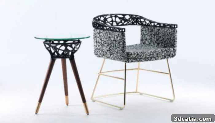 RIO Collection chair with 3D printed backrest by Integrate and Morgan studios