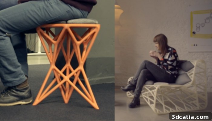 Ocke Series 3D printed chair and sofa by Beatrice Müller using BigRep ONE v3