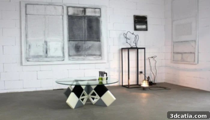 KARO coffee table with 3D printed legs by Zortrax