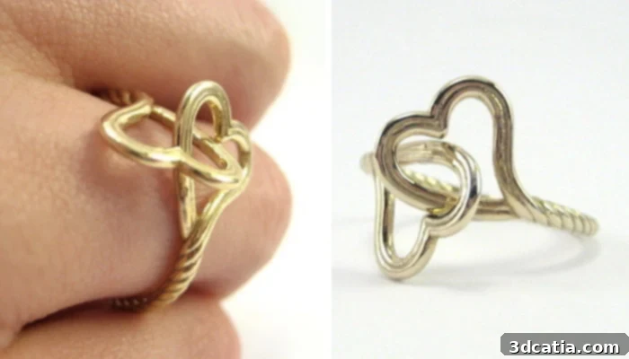 3D printed locked love ring STL file for Valentine's Day
