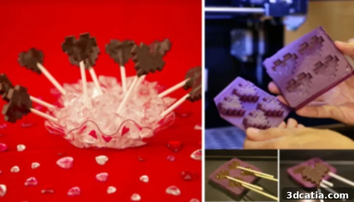 8 Bit Heart Chocolate Mold STL File for Valentine's Day