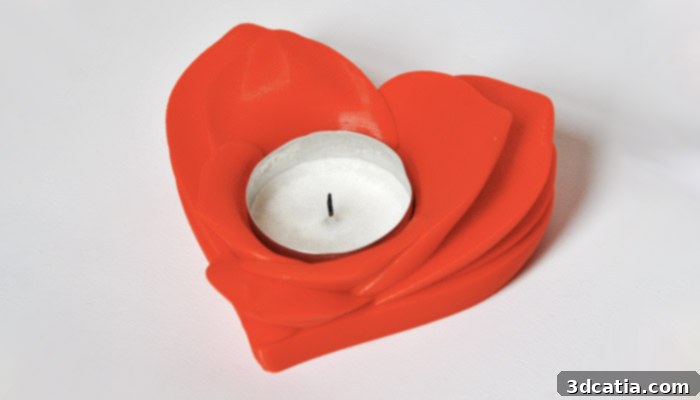 3D printed romantic tealight holder STL file for Valentine's Day