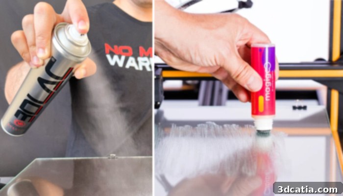 3DLAC spray and Magigoo glue stick for 3D print adhesion