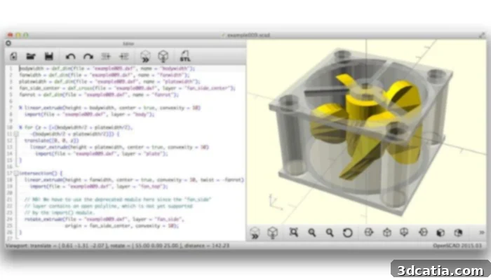 OpenSCAD code-based 3D modeling