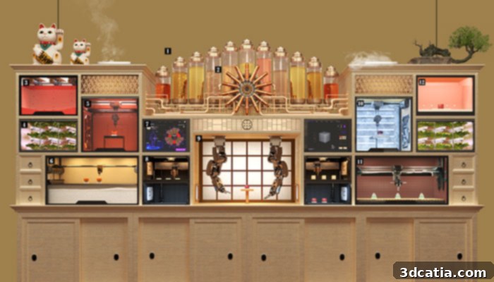 Rendering of the interior of Open Meals' planned Sushi Singularity Tokyo restaurant