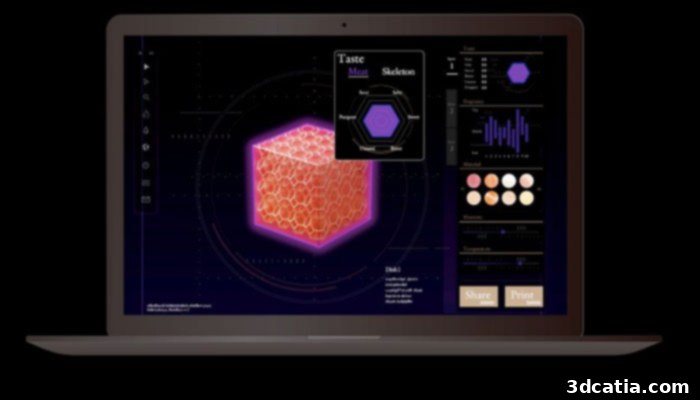 Software interface displaying 3D model of sushi for printing