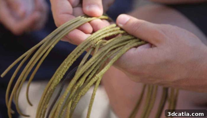 Close-up of a 3D printed object from recycled fishing nets