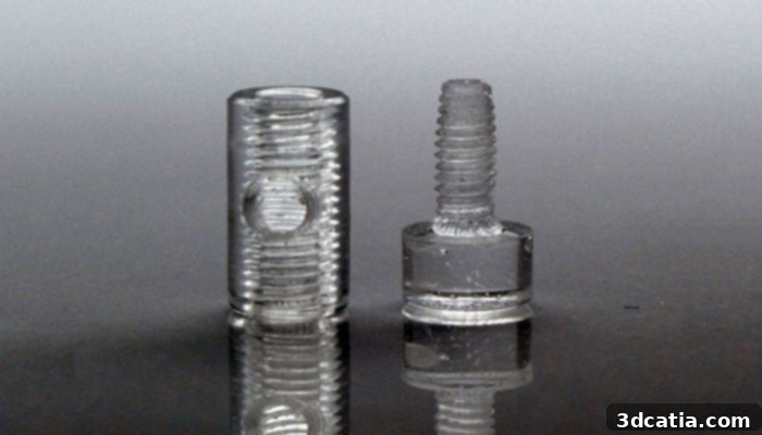 Micro 3D printed glass component by Glassomer showcasing intricate details
