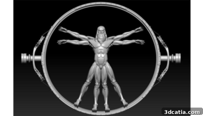 Original 3D model inspired by Westworld and Da Vinci's 'The Vitruvian Man'