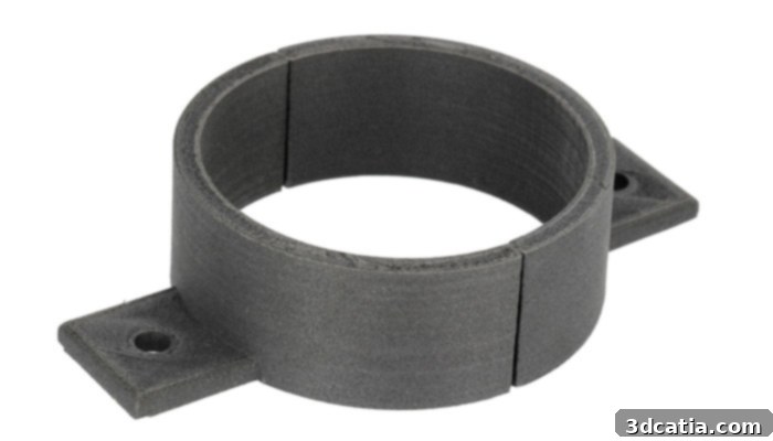 3D printed piece with Carbon PEKK from Kimya, showcasing intricate design and material strength.