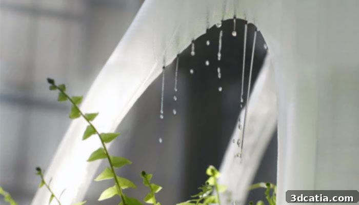 BANYAN ECO WALL: Fully 3D printed irrigated green wall with embedded drainage system, showcasing bionic design.