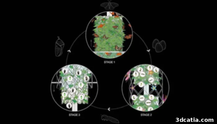 monarch sanctuary design showing habitats