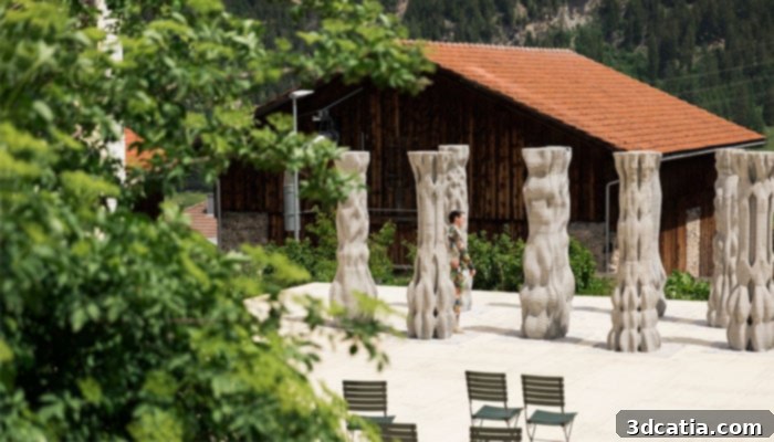 Architectural 3D printed concrete columns for dance festival