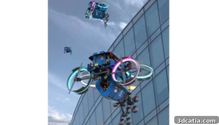 Autonomous flying 3D printers inspecting and repairing building facades.