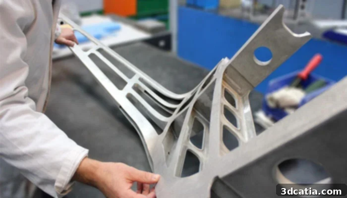 A 3D printed winglet component showcasing intricate design and lightweight structure, manufactured by Aeromet using advanced aluminium alloy.