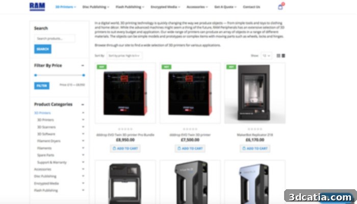 RAM Peripherals' website for 3D printing services