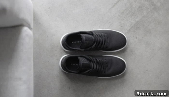 Close-up of the textured upper of Oliver Cabell Phoenix trainers, highlighting 3D printing details.