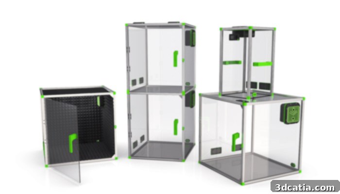 Alveo3D filtration system mounted on a 3D printer enclosure.
