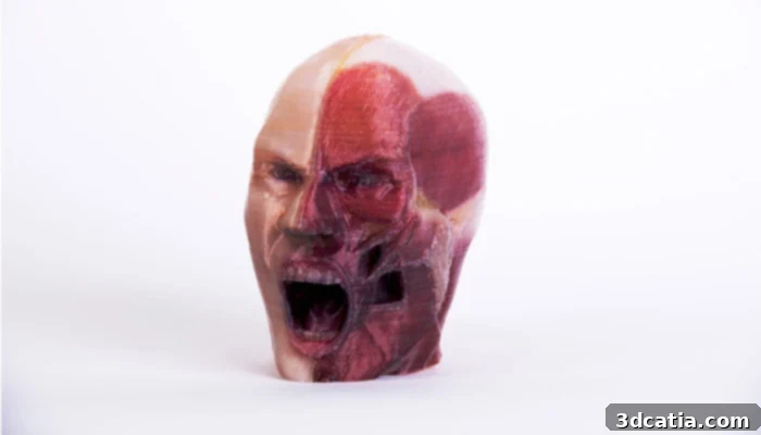 Another vibrant full-color 3D printed model, possibly a character or intricate sculpture.
