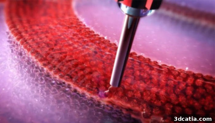 Close-up of BIOLIFE4D's bioprinted human heart structure