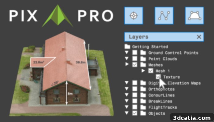 Pixpro photogrammetry software interface