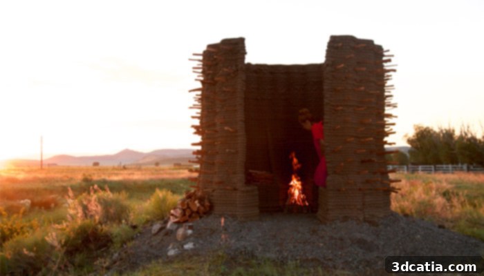 The Hearth hut, a 3D printed mud structure by Emerging Objects