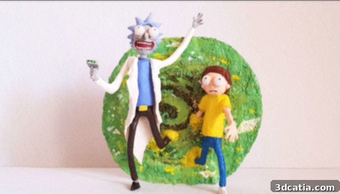 Ricky and Morty characters meticulously crafted using a 3DSimo Multipro 3D drawing pen
