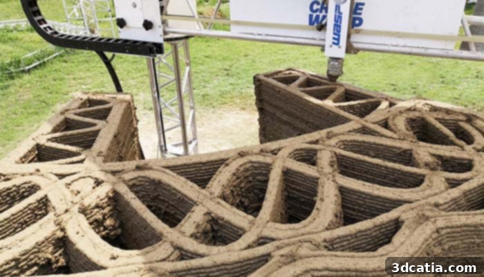 tecla 3d printed house, sustainable housing, WASP Crane 3D printer
